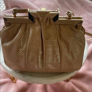 Sharif rose gold lizard, Crossbody evening bag